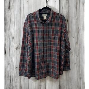 L.L.Bean Shirt Men's XXL Gray Multicolor Plaid‎ Heavy Flannel Traditional Cotton